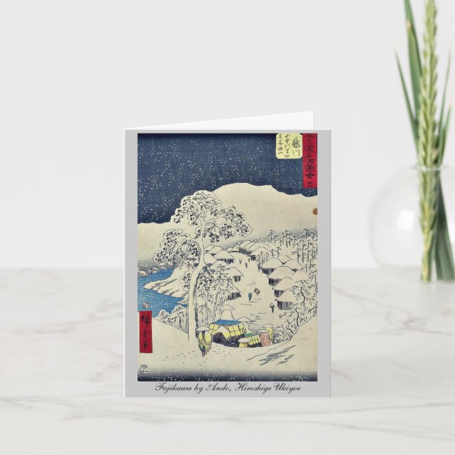 Tarjeta Fujikawa por Ando, Hiroshige Ukiyoe (Anverso)