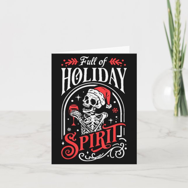 Tarjeta Full Of Holiday Christmas Skeleton Srit Drinking W (Anverso)