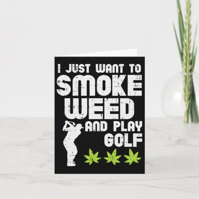 Tarjeta Fuma Hierba Juega Golf Golf Thc Golfista Drogado  (Anverso)
