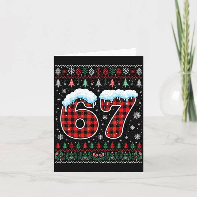 Tarjeta Fun 6 7 Six Seven Meme Family Ugly Sweater Christm (Anverso)
