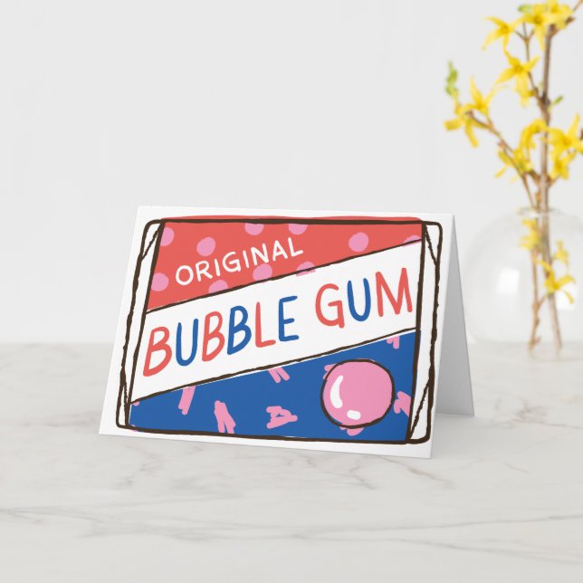 Tarjeta Fun as a Pack of Bubble Gum Birthday (flor amarilla)