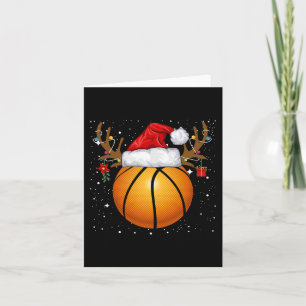 Tarjeta Fun Basketball Reindeer Santa Hat Navidades Holida