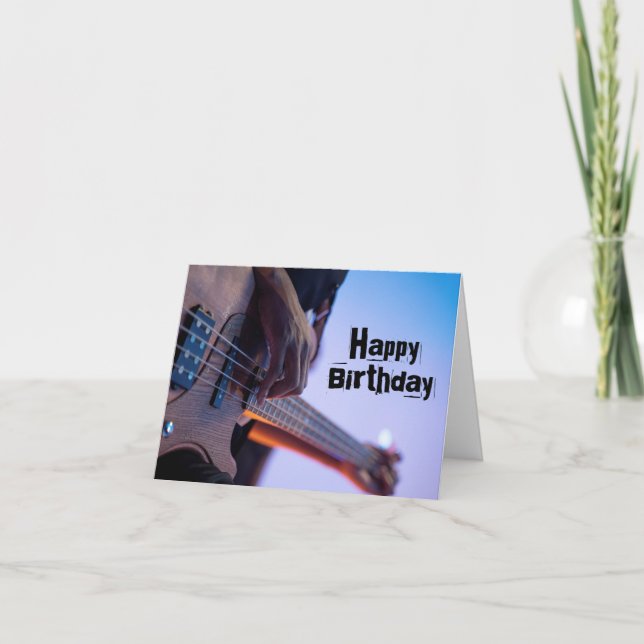 Tarjeta Fun Battend Bass Guitar Player Musiday (Anverso)