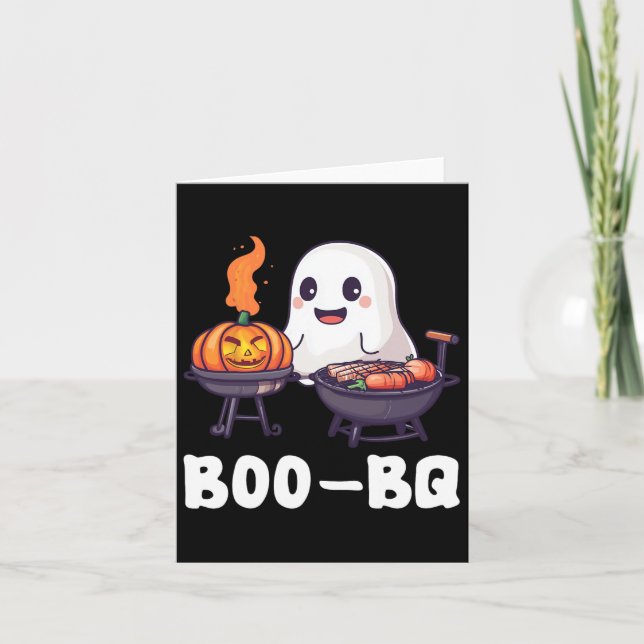 Tarjeta Fun Bbq Rbecue Boo Ghost Halloween Costum Mateo (Anverso)