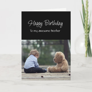 Tarjeta Fun Birthday Awesome Brother Cute Teddy Bear
