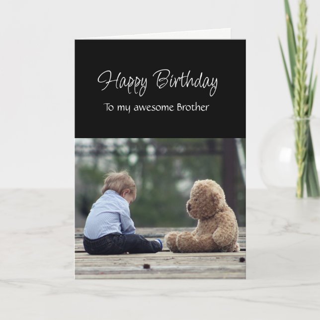 Tarjeta Fun Birthday Awesome Brother Cute Teddy Bear (Anverso)