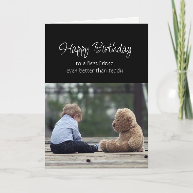 Tarjeta Fun Birthday Best Friend Cute Teddy Bear (Anverso)
