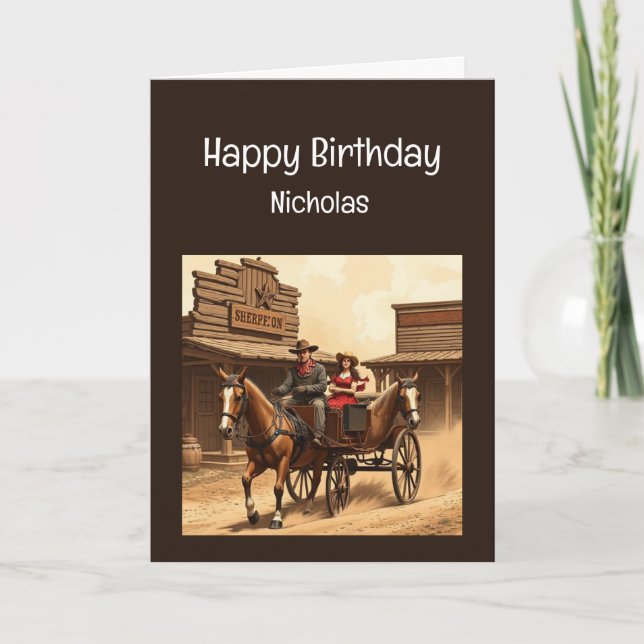 Tarjeta Fun Birthday Western Wild West AI Humor (Anverso)