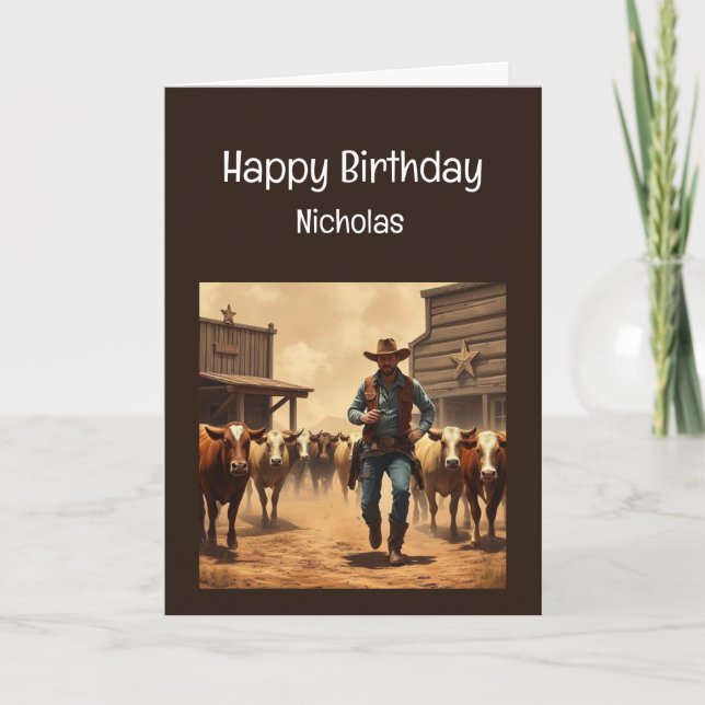 Tarjeta Fun Birthday Western Wild West Humor (Anverso)
