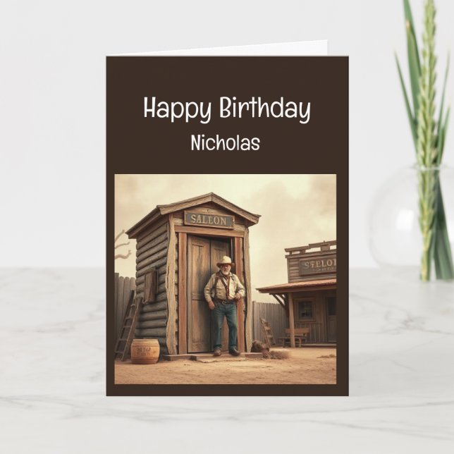 Tarjeta Fun Birthday Western Wild West Humor (Anverso)