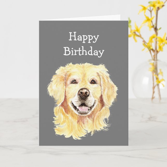 Tarjeta Fun Birthday Young Once Laughing Golden Retriever (flor amarilla)