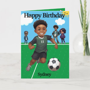 Tarjeta Fun Black Boy Soccer Secret Mensaje Feliz Cumpleañ