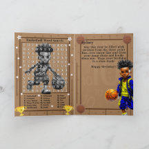 Fun Black Boys Basketball Word Search Cumpleaños