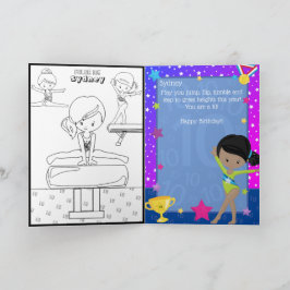 Tarjeta Fun Black Chicas Gimnasia Colores Página Cumpleaño