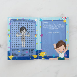 Tarjeta Fun Boys Gymnastics Word Search Happy Birday