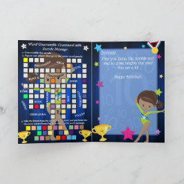 Tarjeta Fun Brown Chicas Gimnasia Mensaje Secreto Cumpleañ