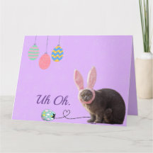Fun Cat con Bunny Ears Personalizado Easter Card