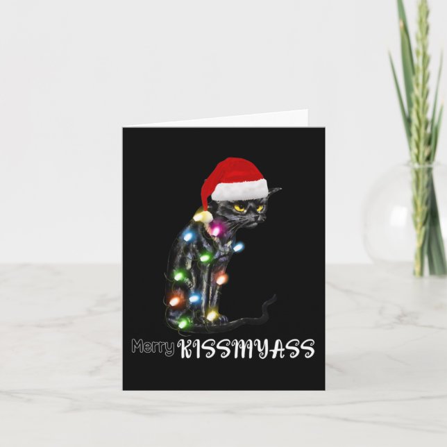 Tarjeta Fun Cat Navidades de Merry Kissmyass (Anverso)