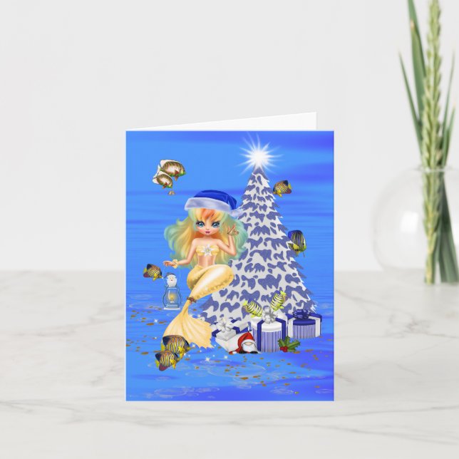 Tarjeta Fun Christmas Mermaid greetings card (Anverso)