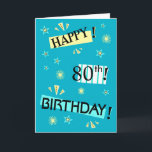Tarjeta Fun Color Block 80th Birthday Greeting Card<br><div class="desc">Cambiar a CUALQUIER EDAD.  Una alegre y feliz tarjeta de cumpleaños personalizada sólo para la persona de cumpleaños en tu vida.  ¡Les encantará!  Para ver más edad,  tarjetas de cumpleaños de personalizable,  simplemente haz clic en el enlace de Zigglets Store debajo.</div>