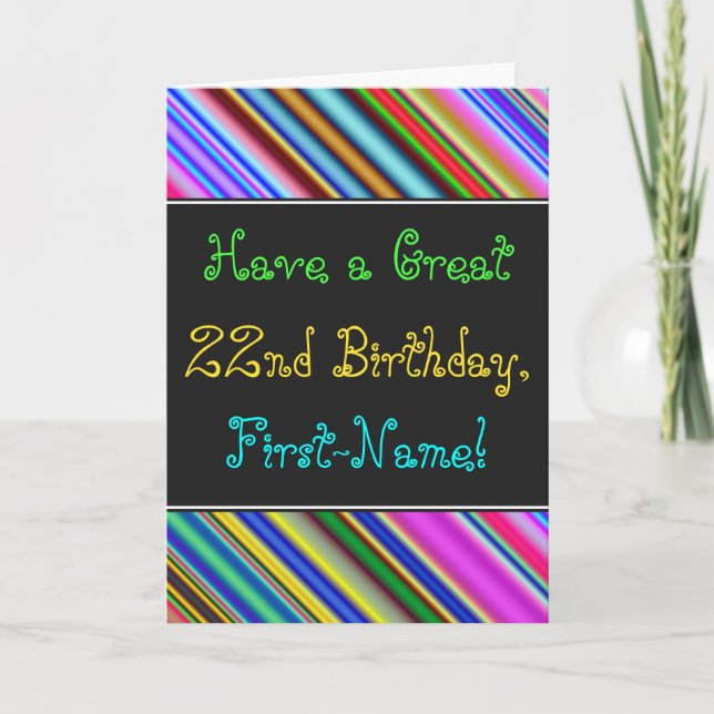 Tarjeta Fun, Colorful, Whimsical 22nd Birthday Card (Anverso)