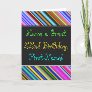 Tarjeta Fun, Colorful, Whimsical 22nd Birthday Card
