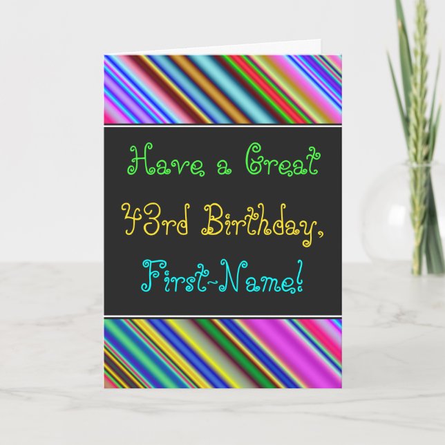 Tarjeta Fun, Colorful, Whimsical 43rd Birthday Card (Anverso)