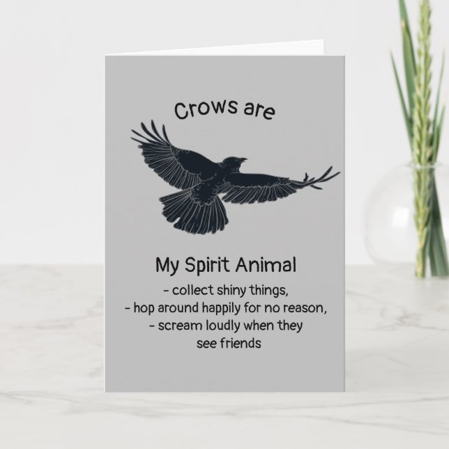 Tarjeta Fun Crows Bird Spirit Animal Humor Cita Totem Car (Anverso)