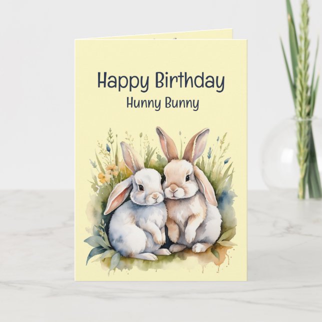 Tarjeta Fun cumpleaños cariño Hunny Bunny Arte Animal (Anverso)