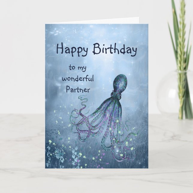 Tarjeta Fun de pareja de cumpleaños Octopus romántico abra (Anverso)