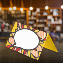 Fun discurso moderno Bubble Comic Book Place Cards