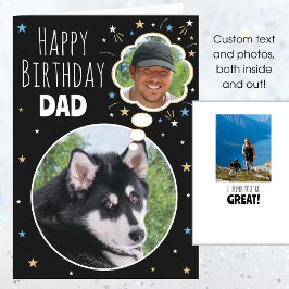 Tarjeta Fun Dog Dad Birthday Thought Bubble Photo Black