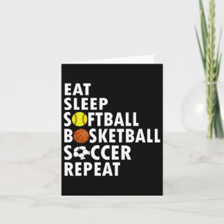 Tarjeta Fun Eat Sleep Softbyll Bysketbyll Soccer Men Boys