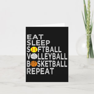 Tarjeta Fun Eat Sleep Softbyll Volleybyll Bysketbyll Boys