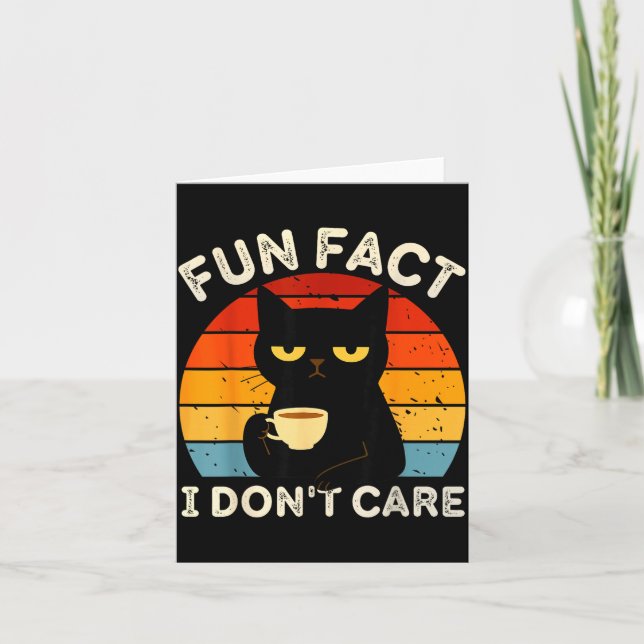 Tarjeta Fun Fact I Don't Care Funny Black Cat Saying Quote (Anverso)