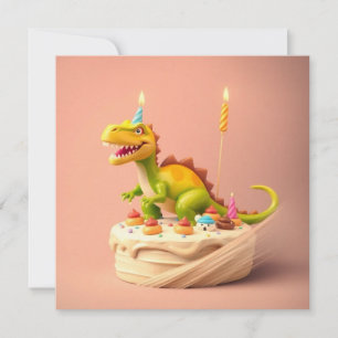 Tarjeta FUN FANTASY Dinosaur BIRTHDAY CAKE