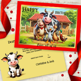 Tarjeta Fun Farm Animals Cute Cumpleaños