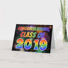 Tarjeta Fun "FELICITACIONES, CLASE DE 2019" (Fuegos artifi