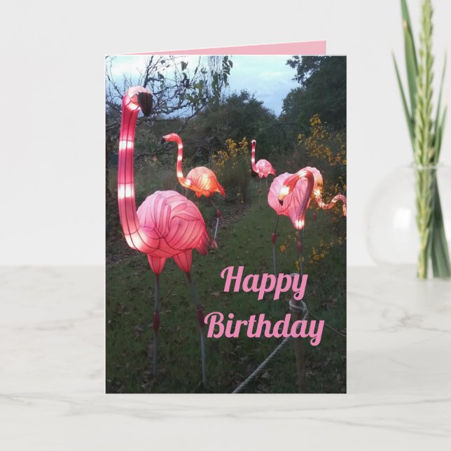 Tarjeta Fun Flamingo Birthday Card (Anverso)
