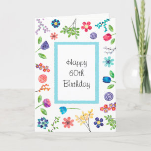 Tarjeta Fun floral 60 o cualquier cumpleaños de edad salud
