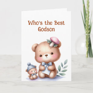 Tarjeta Fun Godson Birthday Cute Teddy Bear