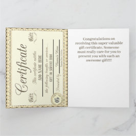 Tarjeta Fun Gold Gift Certificado