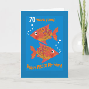 Tarjeta Fun Goldfishes Pisces 70th Birthday Card