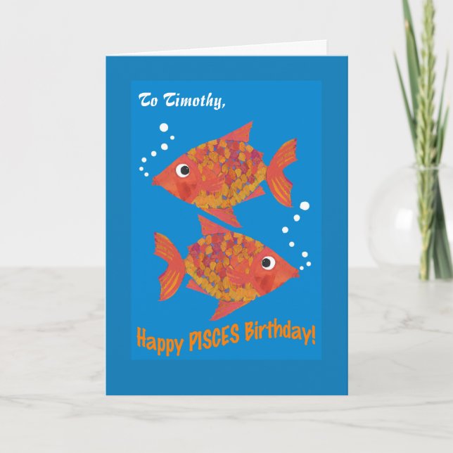 Tarjeta Fun Goldfishes Pisces Personalizado Birthday Card (Anverso)