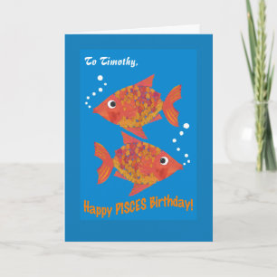 Tarjeta Fun Goldfishes Pisces Personalizado Birthday Card