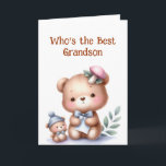Tarjeta Fun Grandson Birthday Cute Teddy Bear<br><div class="desc">Fun Grandson Birthday Cute Teddy Bear</div>