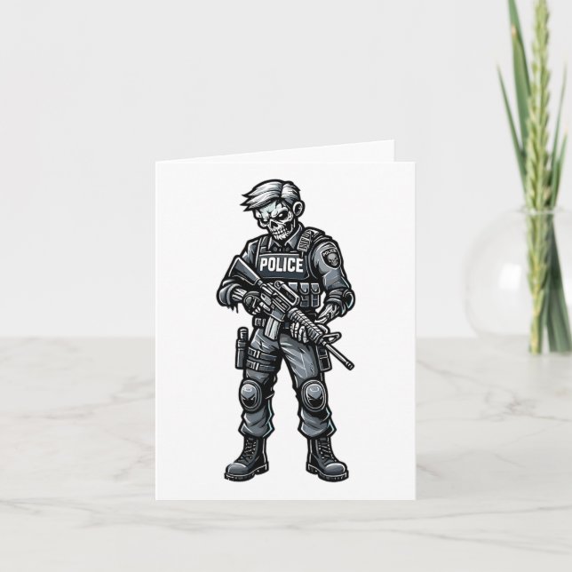 Tarjeta Fun Halloween Tactical Zombie Asombrosa Oficina de (Anverso)