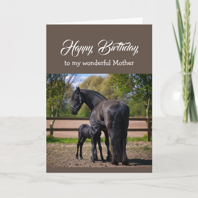 Tarjeta Fun Heart to Heart Mother Birthday HORSES (Anverso)