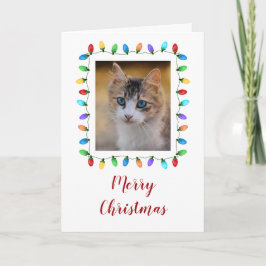 Tarjeta Fun Holiday Lights Mascota Foto Navidades de marco