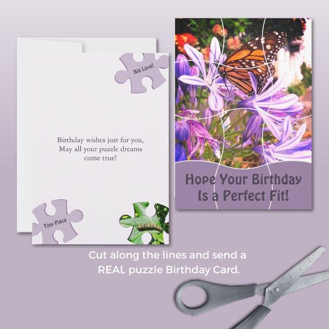 Tarjeta Fun Jigsaw Puzzle "Mock" 12pc Custom Image B'day (Fun Jigsaw Puzzle "Mock" 12pc Custom Image B'day Card, Portrait, Flat, 5x7 Inch, Scissors Cut)